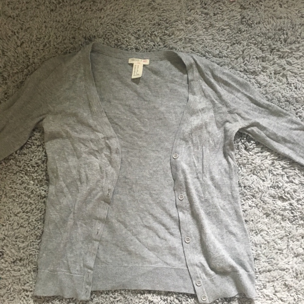 Gray button up cardigan